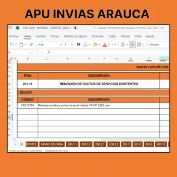 Descargar APU de INVIAS de Arauca